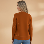 Women’s Zip Front Jacket with Collarless Bomber Shape