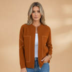 Women’s Zip Front Jacket with Collarless Bomber Shape