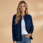 Women’s Zip Front Jacket with Collarless Bomber Shape