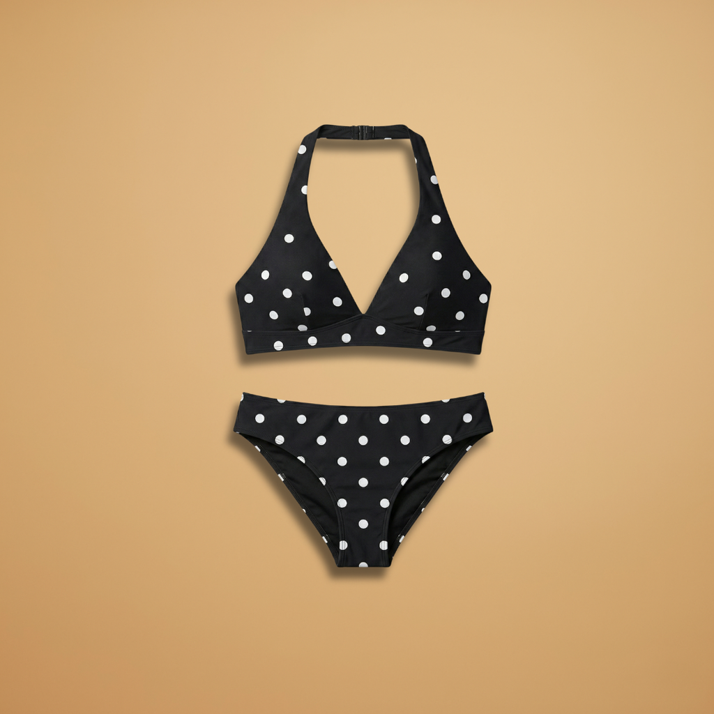 Women’s Backless Bikini with Halter Design and Adjustable Straps