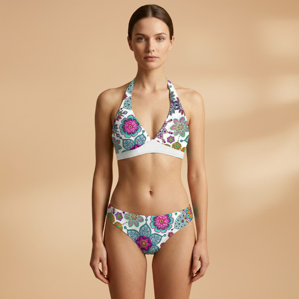 Women’s Backless Bikini with Halter Design and Adjustable Straps
