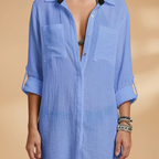 Women's Beach Dress with Collared Neckline and Button Fastening