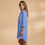 Women's Beach Dress with Collared Neckline and Button Fastening