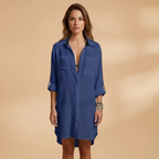 Women's Beach Dress with Collared Neckline and Button Fastening