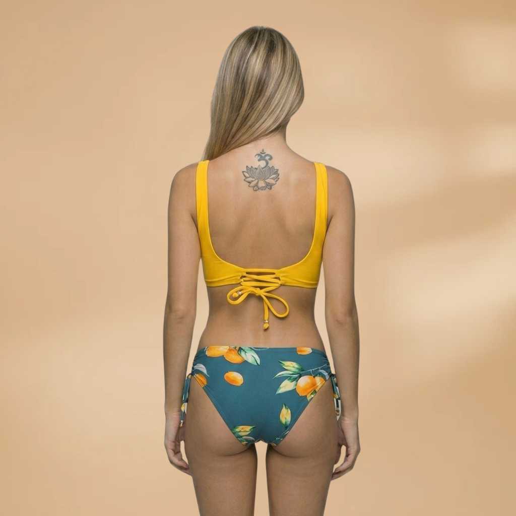 Women's Bikini Set with Crisscross and Floral Pattern