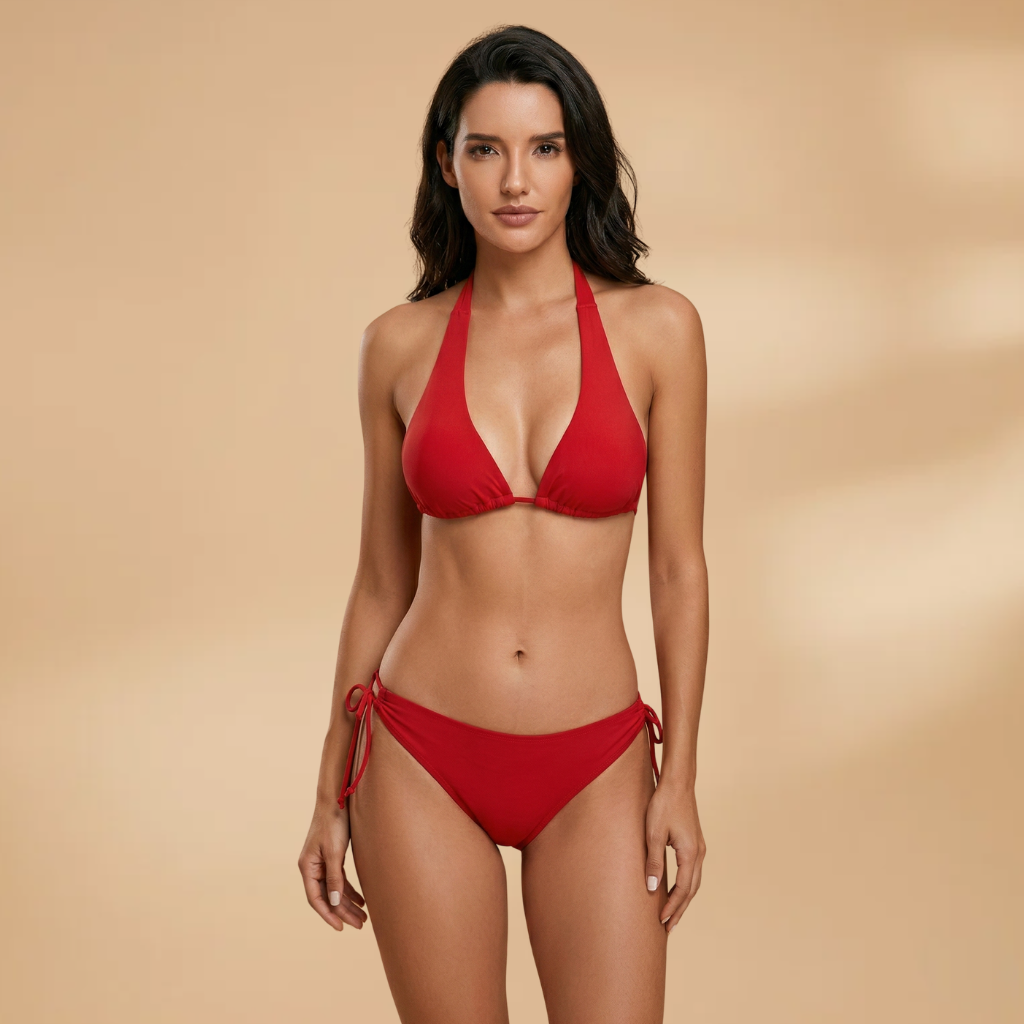 Women’s Bikini Set with Halter Neck and Adjustable Straps