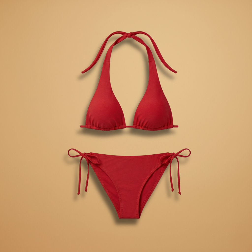 Women’s Bikini Set with Halter Neck and Adjustable Straps