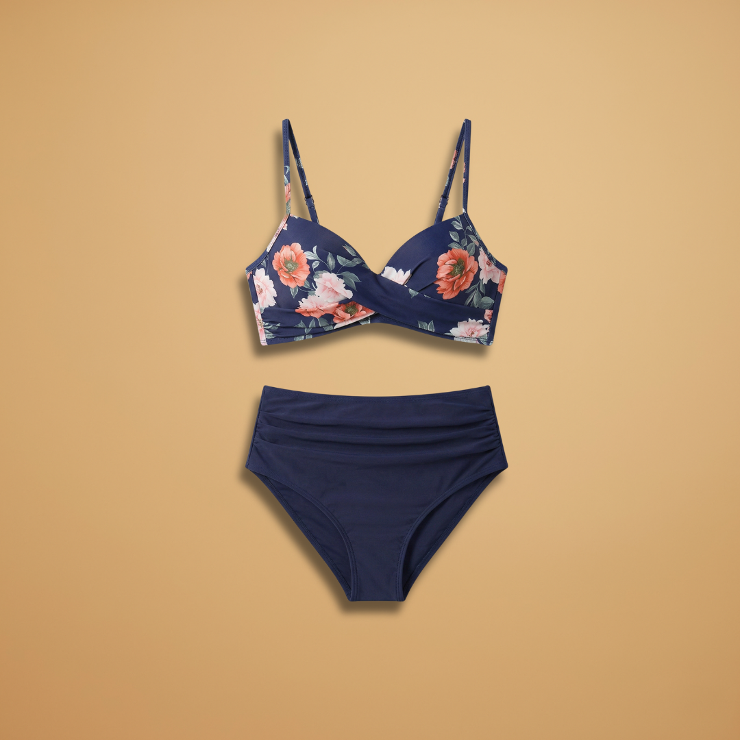 Women’s Bikini Set with High Waist and Adjustable Straps