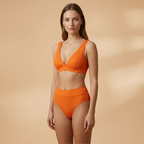 Women's Bikini Set with Ribbed Texture and Wide Straps