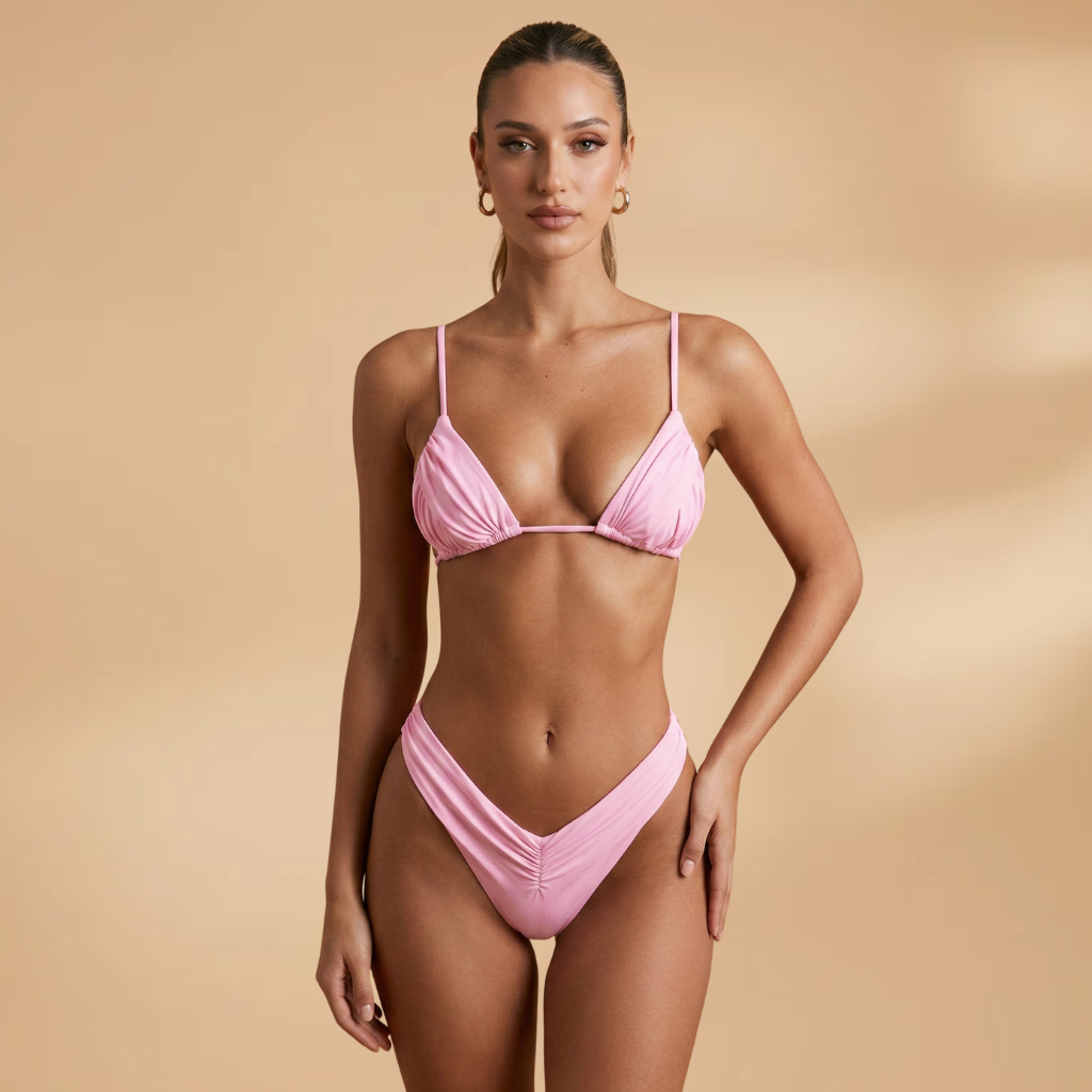 Women’s Bikini Set with Triangle Top and High-Cut Bottoms