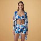 Women's Bikini Set with V-Neck and Tie-Dye Cover-Up