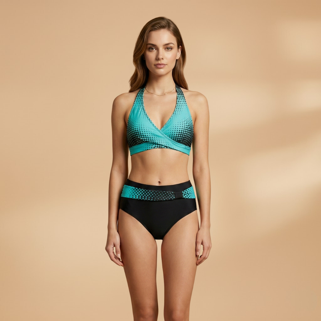 Women’s Bikini with High Waist and Crossed Top