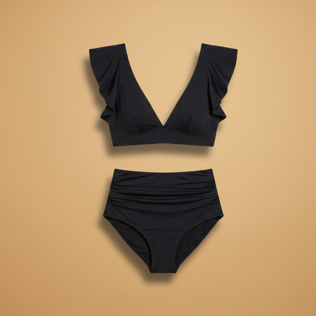 Women’s Bikini with High Waist and Ruffled Sleeves