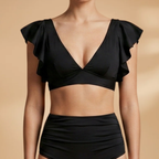 Women’s Bikini with High Waist and Ruffled Sleeves
