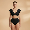 Women’s Bikini with High Waist and Ruffled Sleeves