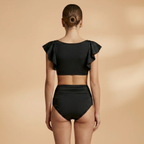Women’s Bikini with High Waist and Ruffled Sleeves