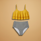 Women’s Bikinis High-Waisted Bikini with Ruffles and Adjustable Straps
