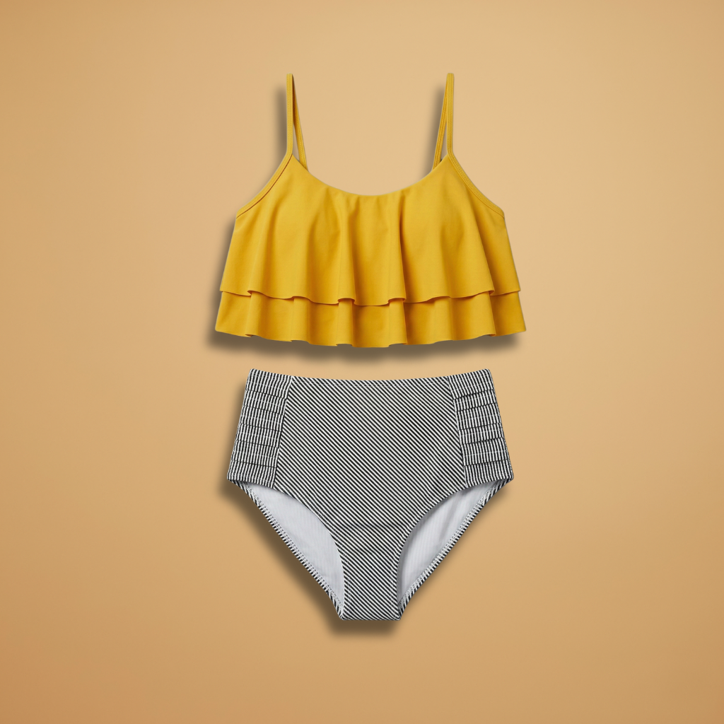 Women’s Bikinis High-Waisted Bikini with Ruffles and Adjustable Straps