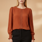 Women’s Blouse with Fine Embroidery and Elastic Sleeves