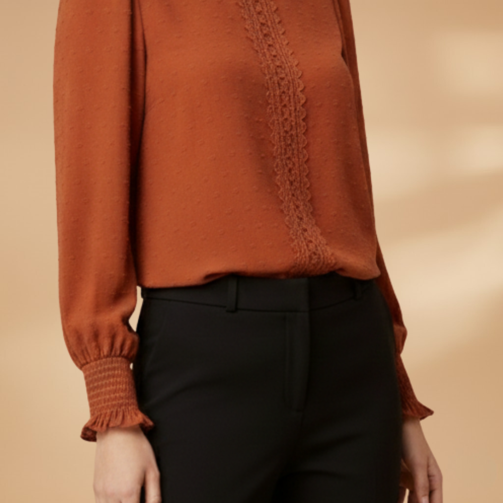 Women’s Blouse with Fine Embroidery and Elastic Sleeves