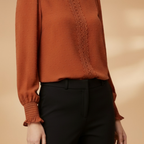 Women’s Blouse with Fine Embroidery and Elastic Sleeves