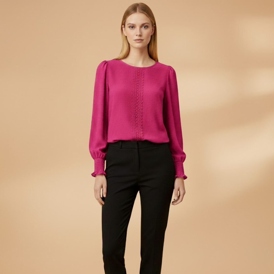 Women’s Blouse with Fine Embroidery and Elastic Sleeves