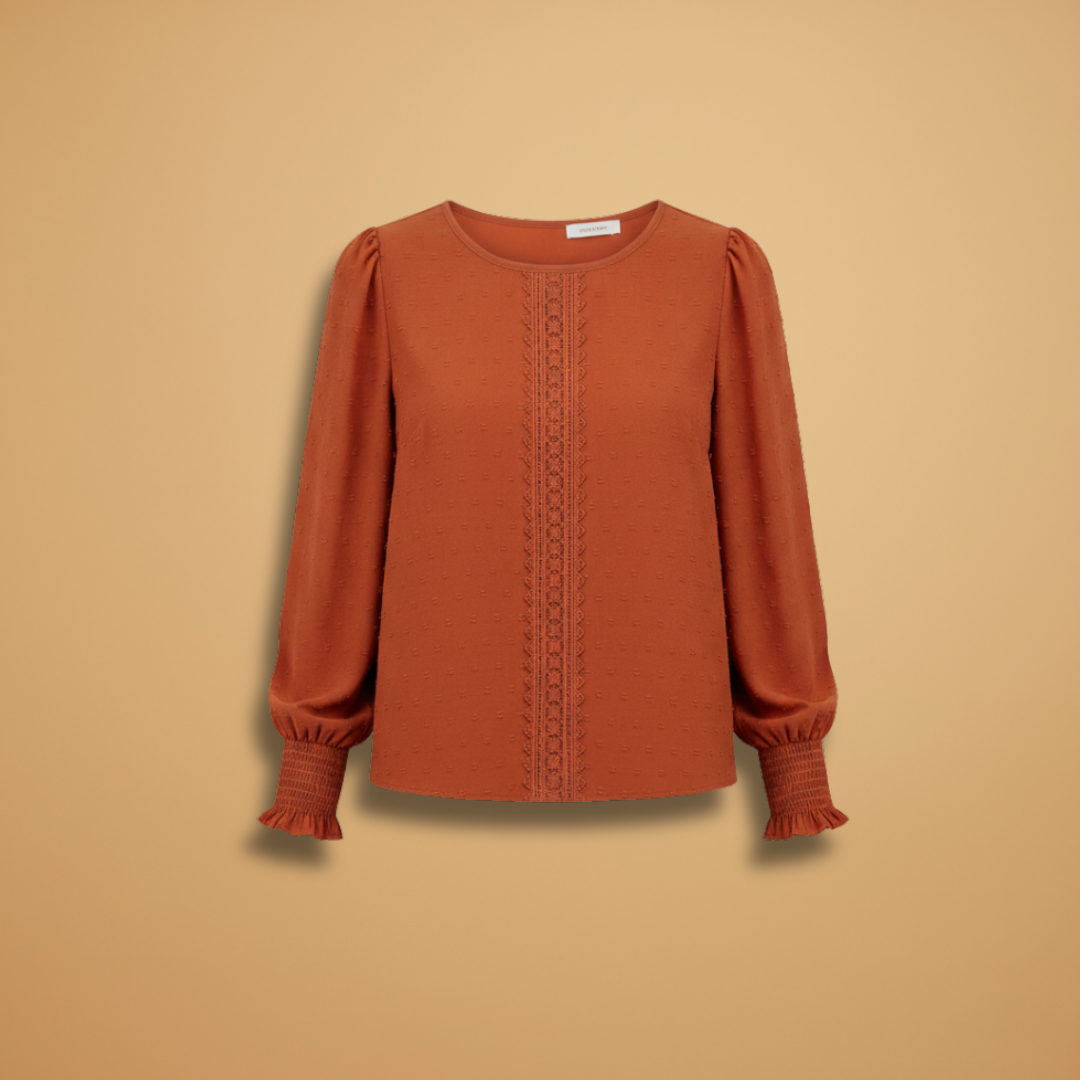 Women’s Blouse with Fine Embroidery and Elastic Sleeves