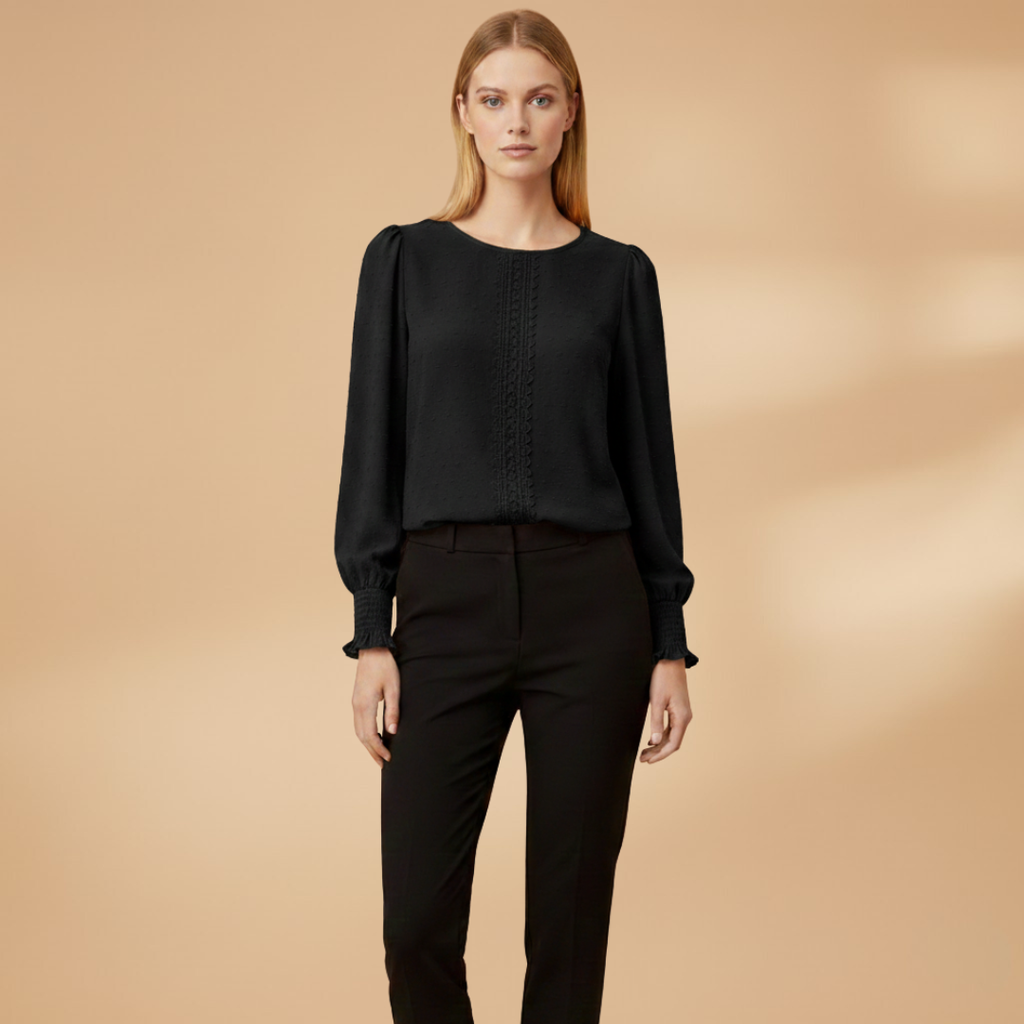 Women’s Blouse with Fine Embroidery and Elastic Sleeves