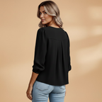 Women's Blouse with Puff Sleeves and Pleats for Elegant Styling