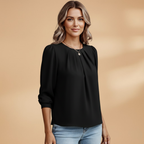 Women's Blouse with Puff Sleeves and Pleats for Elegant Styling