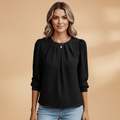 Women's Blouse with Puff Sleeves and Pleats for Elegant Styling