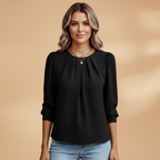 Women's Blouse with Puff Sleeves and Pleats for Elegant Styling
