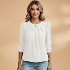 Women's Blouse with Puff Sleeves and Pleats for Elegant Styling