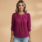 Women's Blouse with Puff Sleeves and Pleats for Elegant Styling