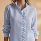 Women's Blouse with Ruffles and Button Placket