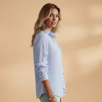 Women's Blouse with Ruffles and Button Placket