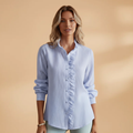Women's Blouse with Ruffles and Button Placket