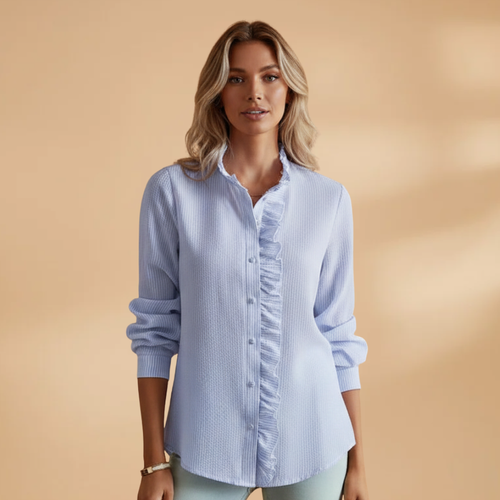 Women's Blouse with Ruffles and Button Placket