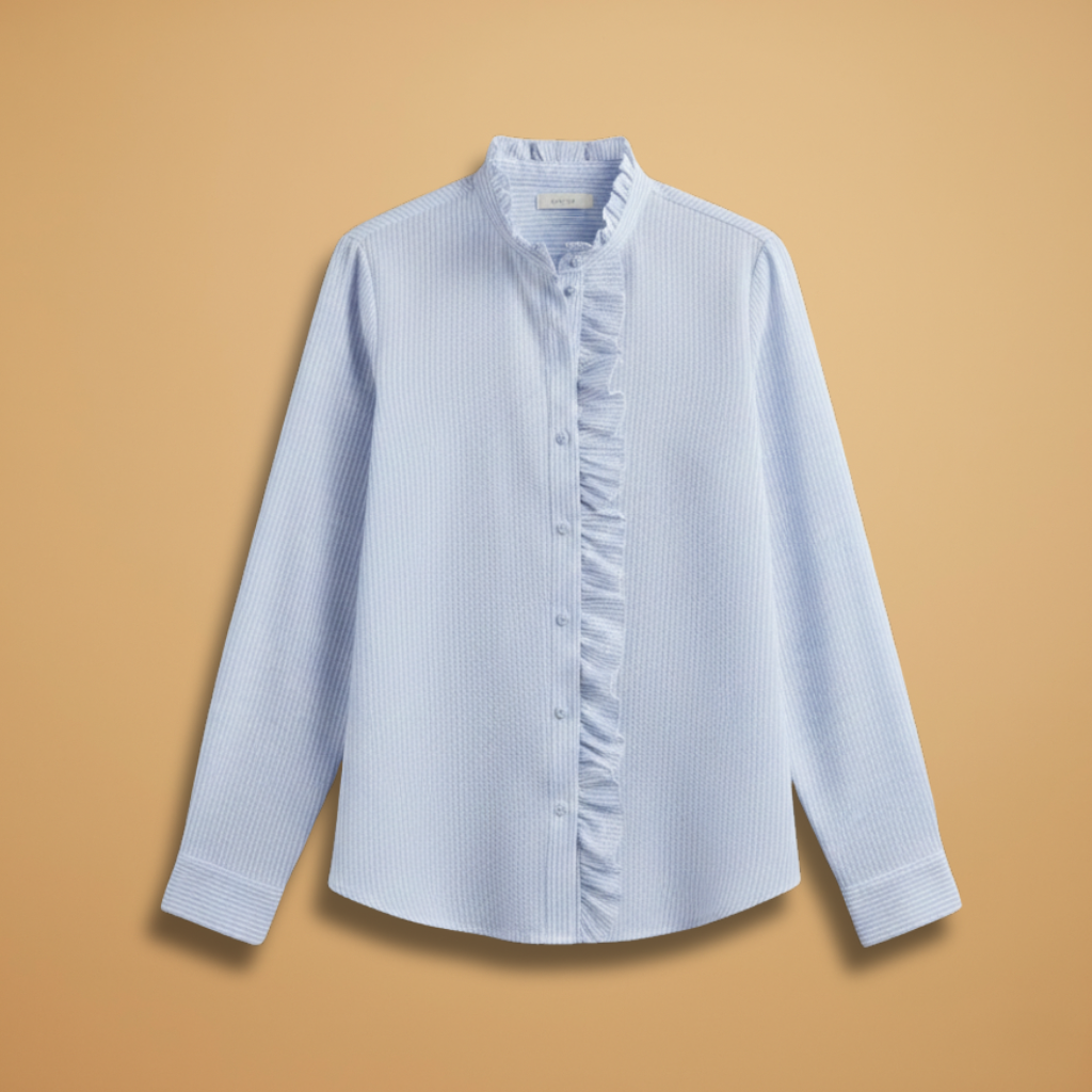 Women's Blouse with Ruffles and Button Placket