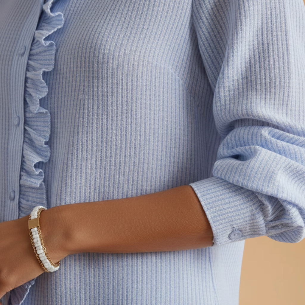 Women's Blouse with Ruffles and Button Placket