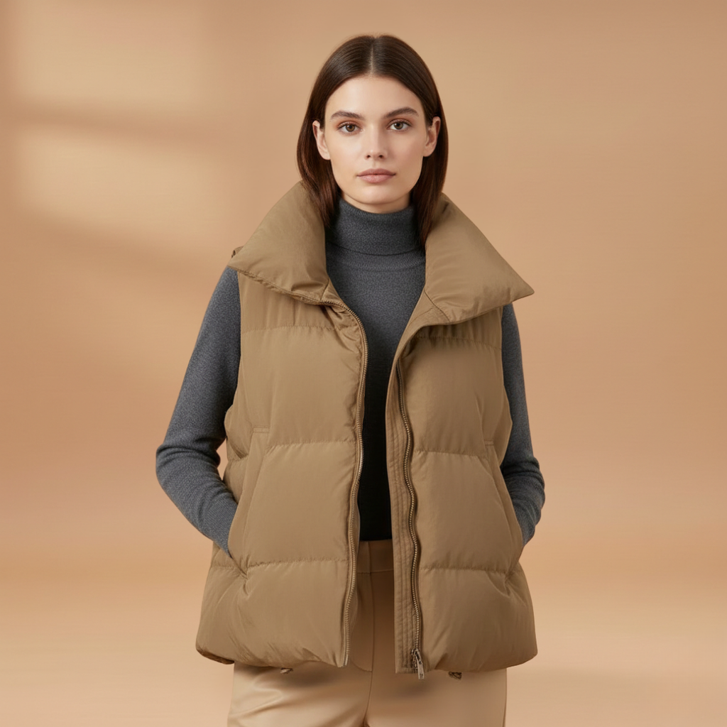 Women’s Bodywarmer Jacket with Large Pockets and Zip Closure