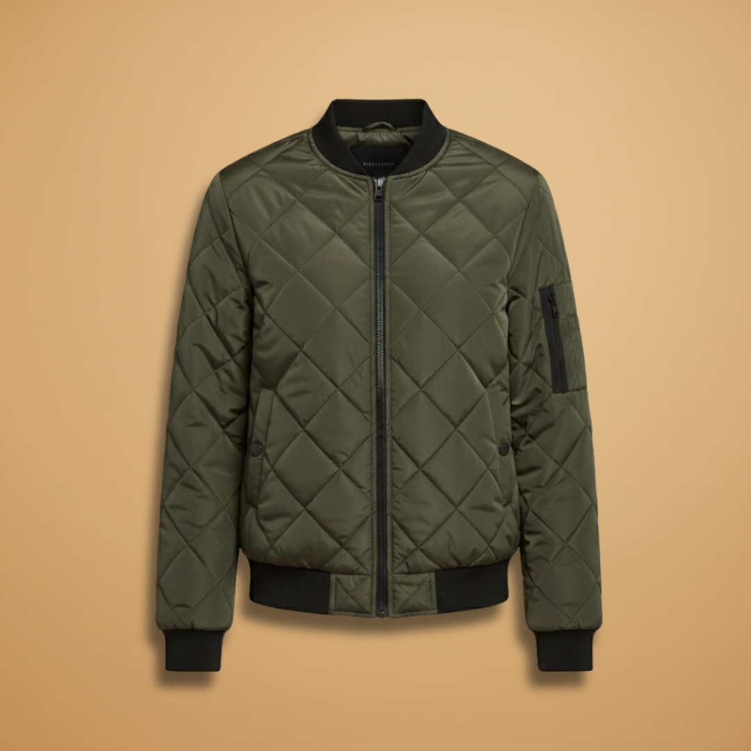 Women’s Bomber Jacket with Padded Lining and Zip Closure