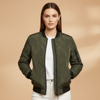 Women’s Bomber Jacket with Padded Lining and Zip Closure