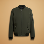 Women’s Bomber Jacket with Zip Closure and Multiple Pockets