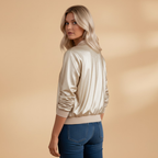 Women’s Bomber Jacket with Zip Closure and Side Pockets