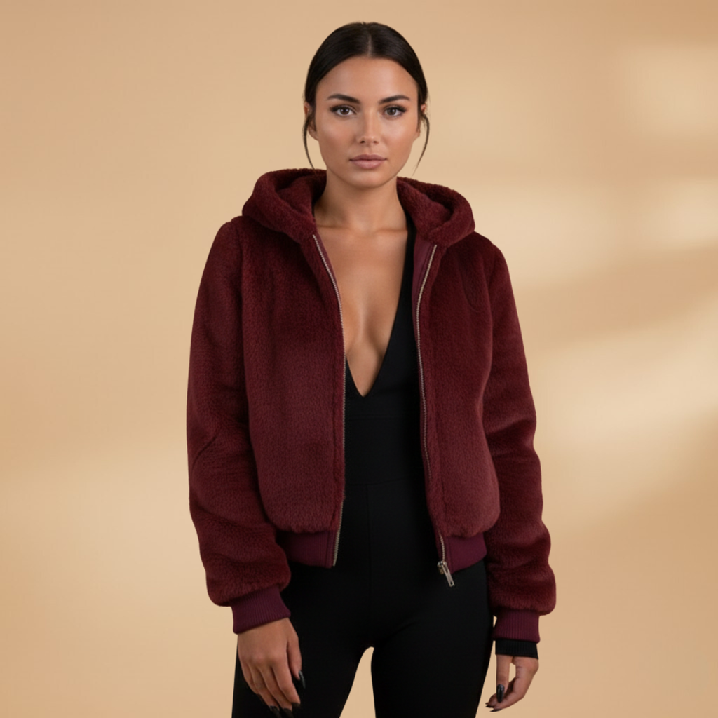 Women’s Bomber Jacket with Zip Front Closure and Plain Outer Surface