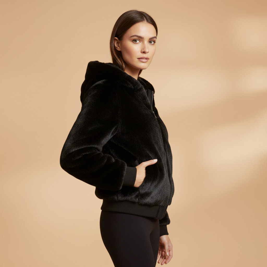 Women’s Bomber Jacket with Zip Front Closure and Plain Outer Surface