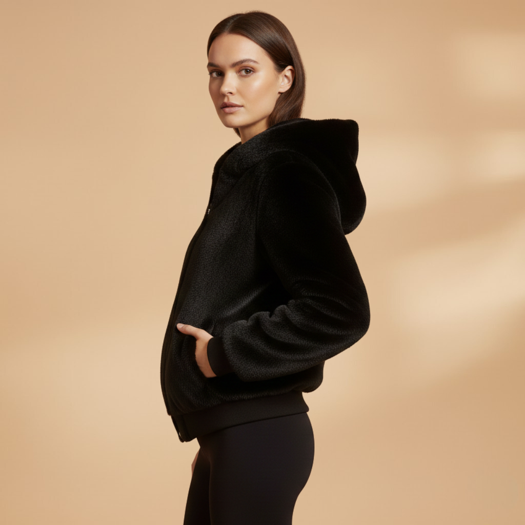 Women’s Bomber Jacket with Zip Front Closure and Plain Outer Surface