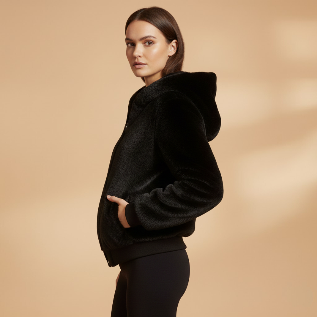 Women’s Bomber Jacket with Zip Front Closure and Plain Outer Surface