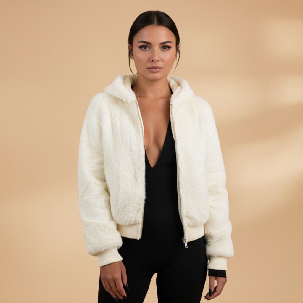 Women’s Bomber Jacket with Zip Front Closure and Plain Outer Surface